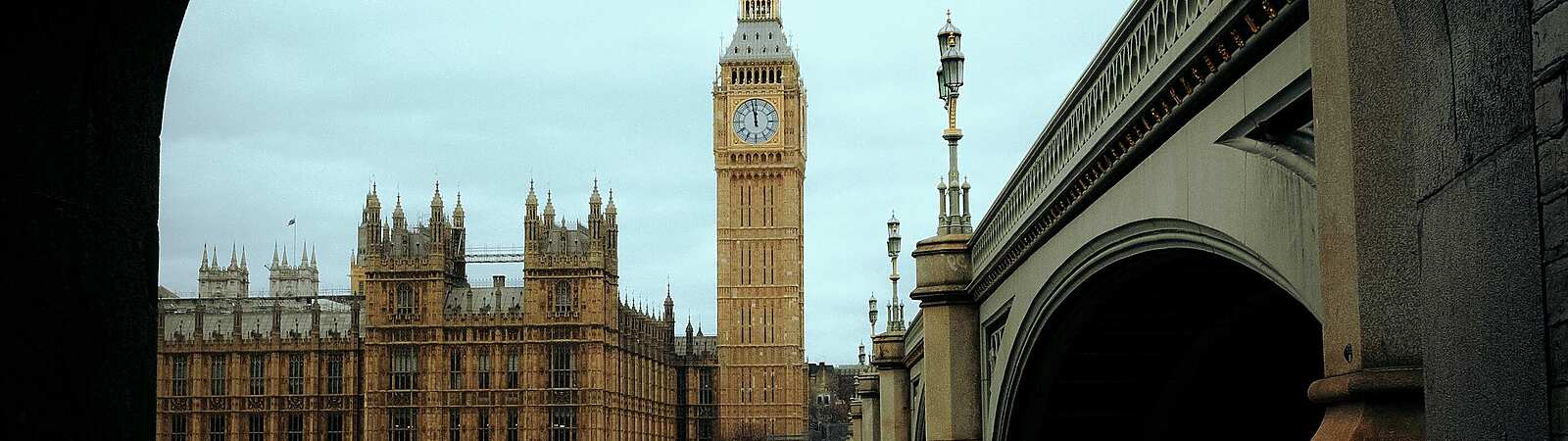 Big Ben through arch in London