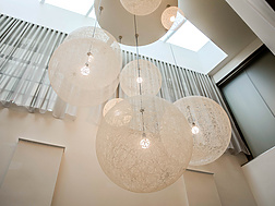 a group of lights from the ceiling