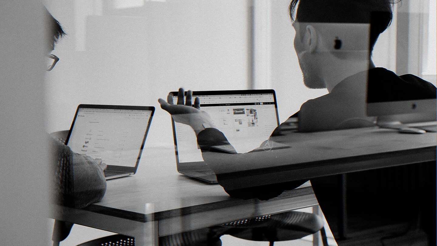 flexible office workers with laptops