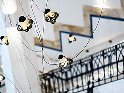 Africa House lobby lights and staircase