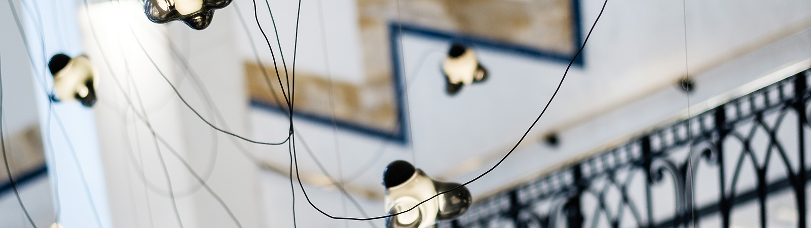 Africa House lobby lights and staircase