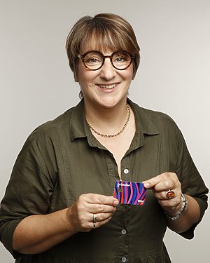 a person holding a card