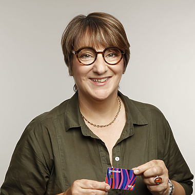 a person holding a card