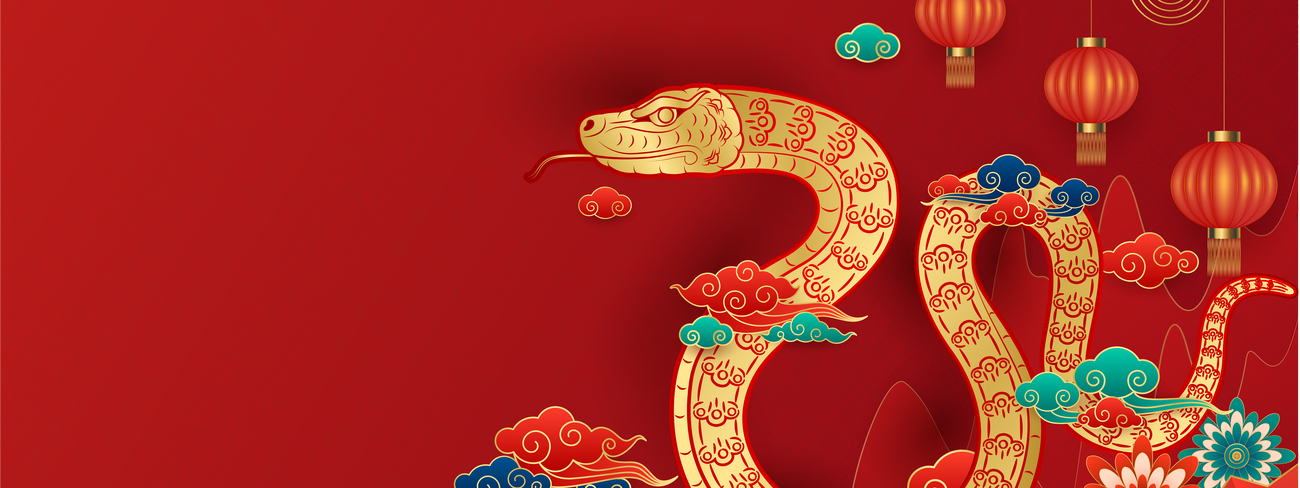 a snake with clouds and a lantern