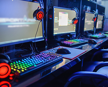 Computers at internet cafe