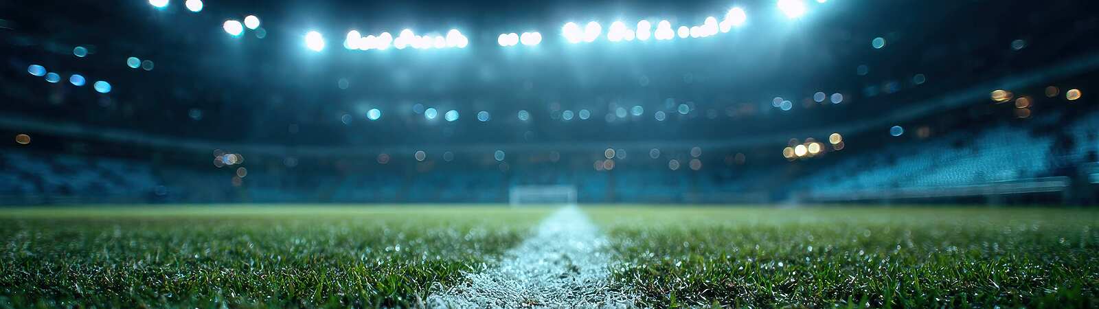 A football field at night