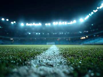 A football field at night