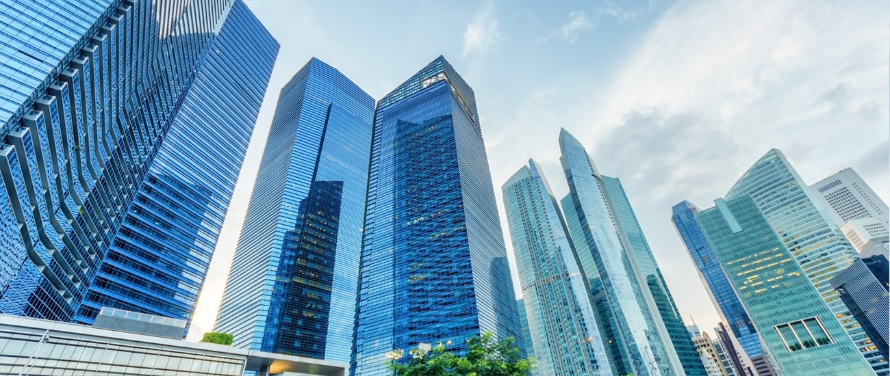 Singapore front view buildings