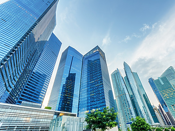 Singapore front view buildings