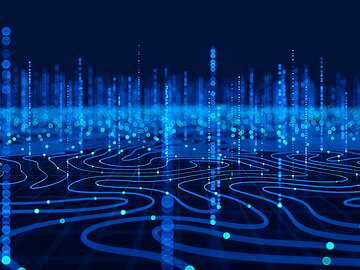 a blue lines and dots