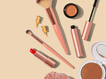 a group of makeup products