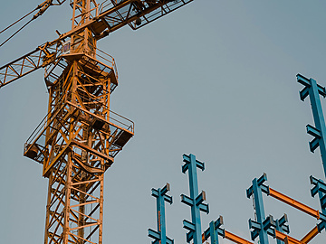 Crane over building site