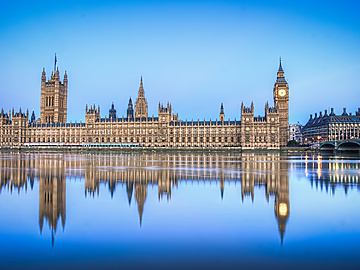 big ben reflecting in the river thames