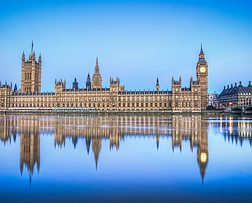 big ben reflecting in the river thames