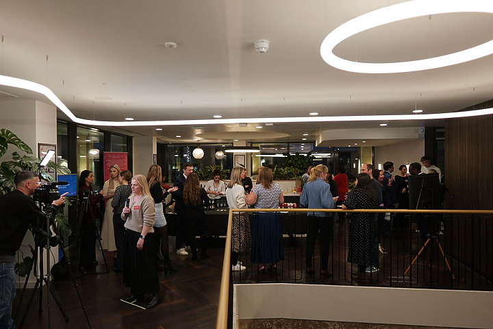 a group of people in a room
