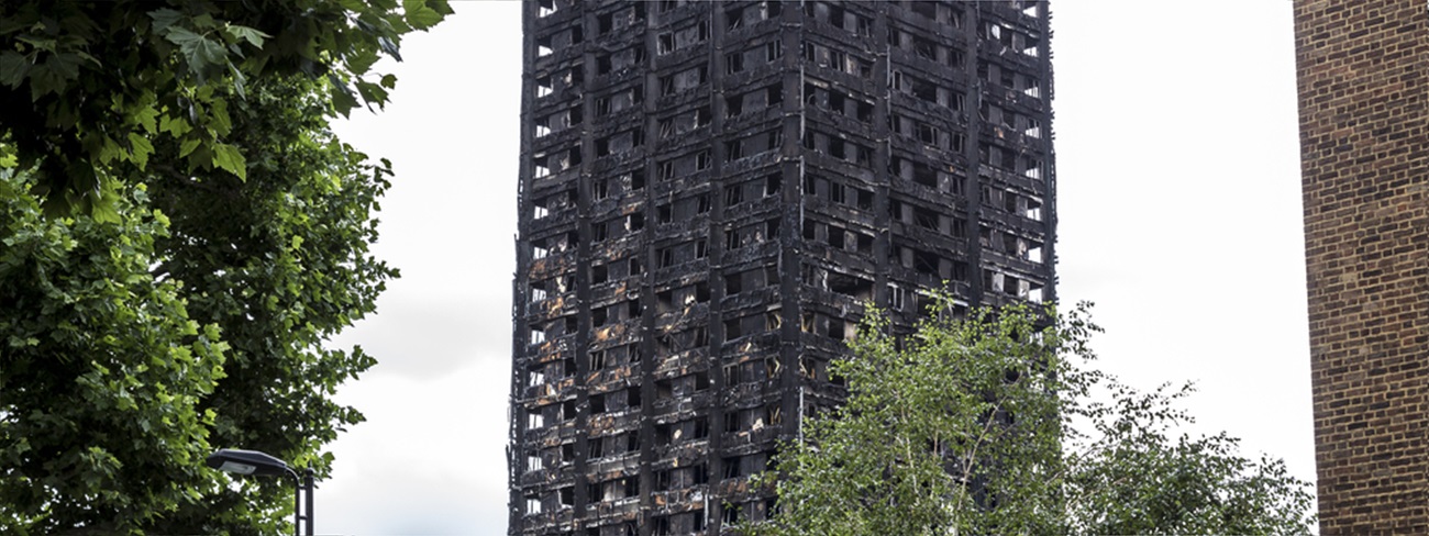 fire damaged burnt building