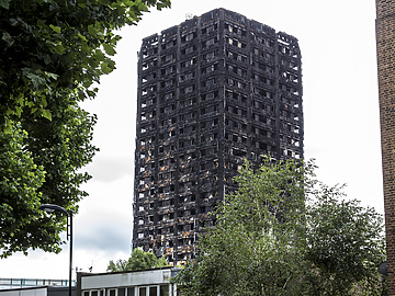 fire damaged burnt building