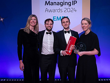 Mishcon de Reya lawyers receiving award at Managing IP awards 2024