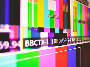 Collage of colours on tv screen