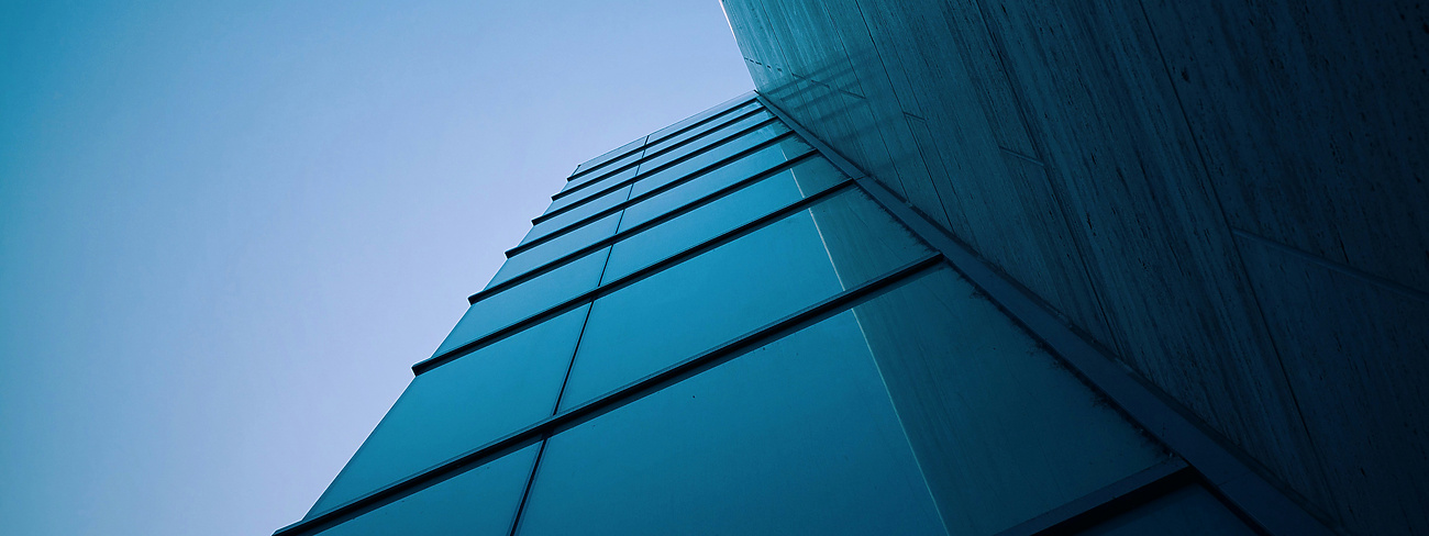 building close up blue tint