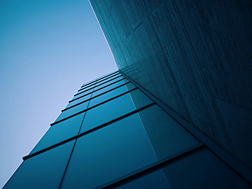 building close up blue tint