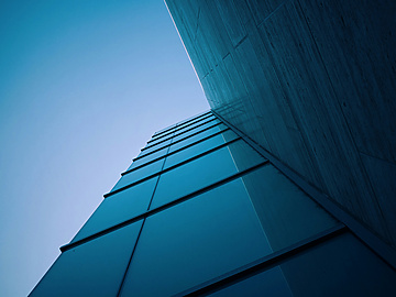 building close up blue tint