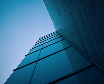 building close up blue tint