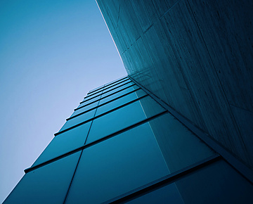 building close up blue tint