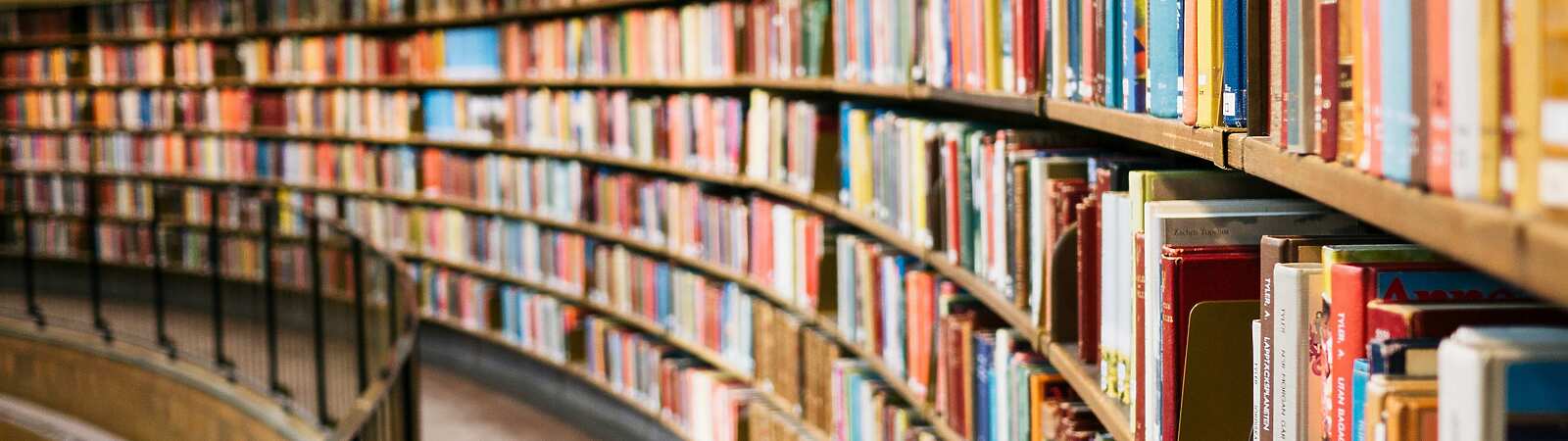 a library with books on shelves