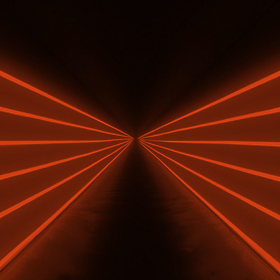 orange light lines in a dark room
