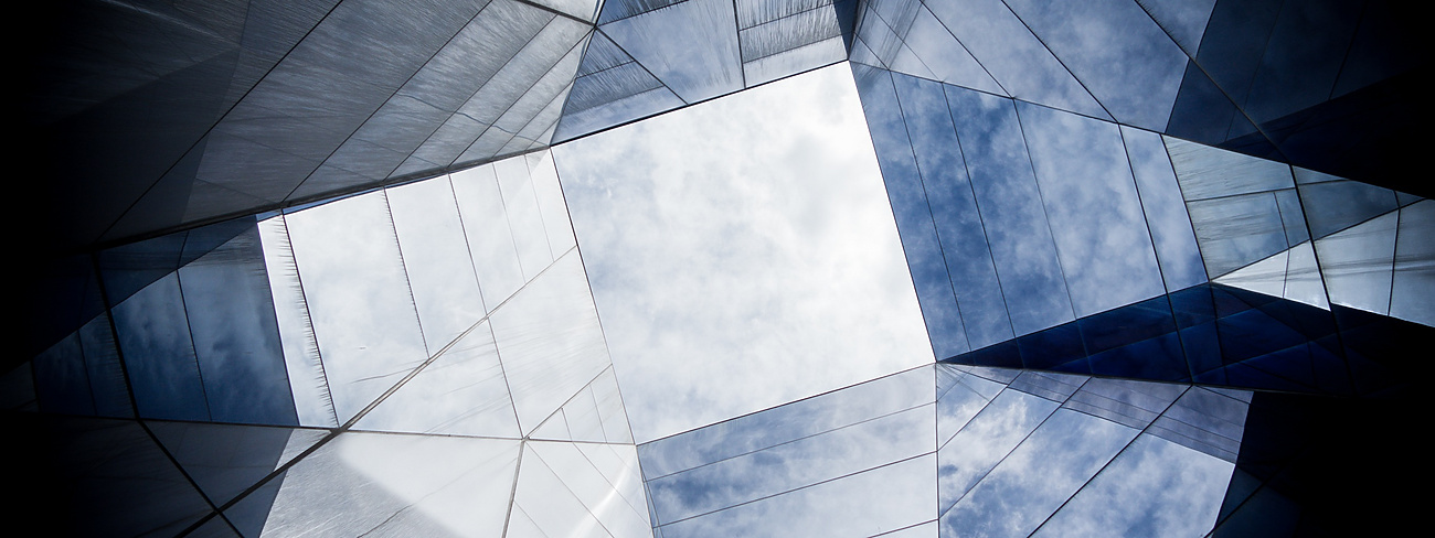looking up at a building