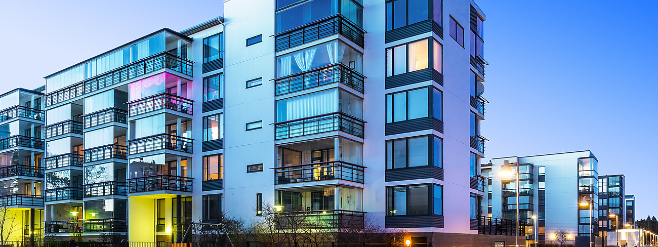 Flats buildings in residential neighbourhood