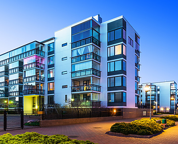 Flats buildings in residential neighbourhood