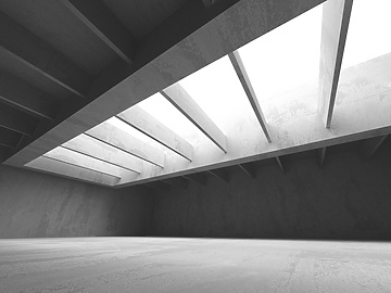 Building interior in black and white