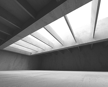 Building interior in black and white