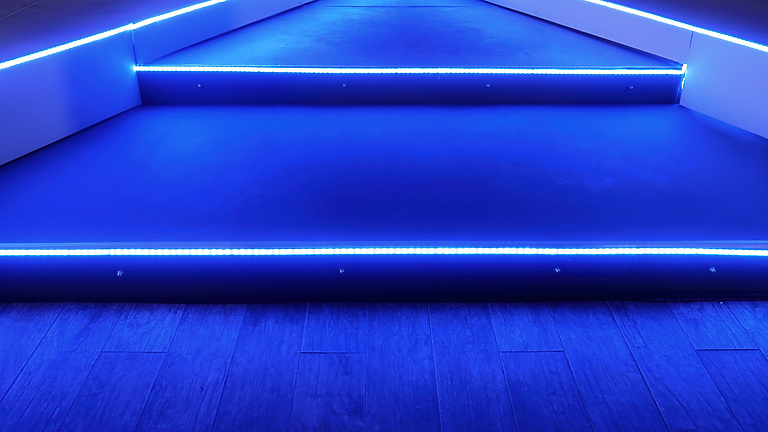 Steps with a blue light border
