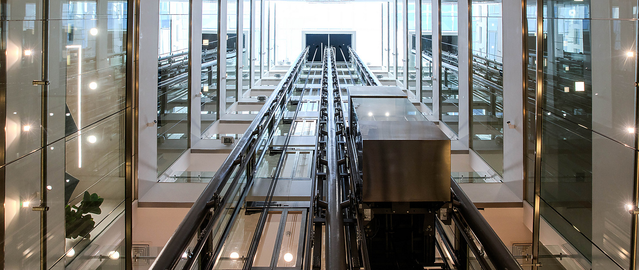 an elevator in a building