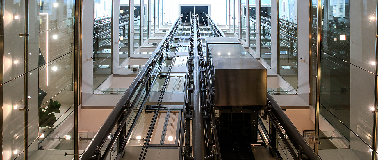 an elevator in a building