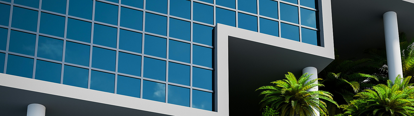 a building with trees and plants
