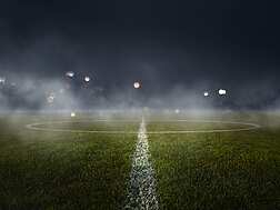 a football field at the half way line