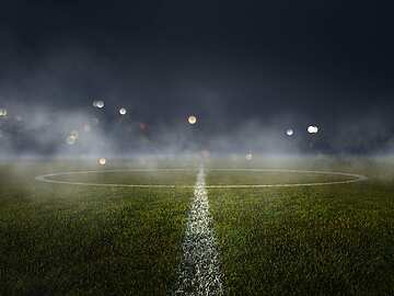 a football field at the half way line