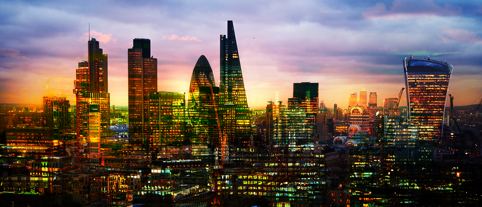 View of London in sunset