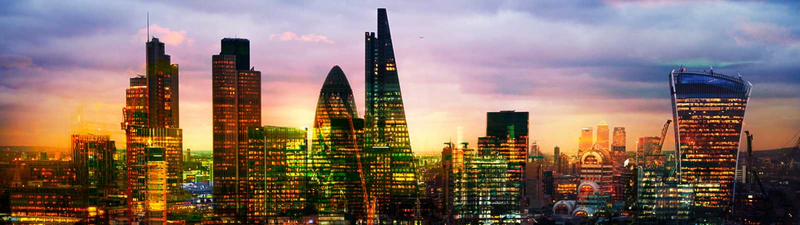 View of London in sunset