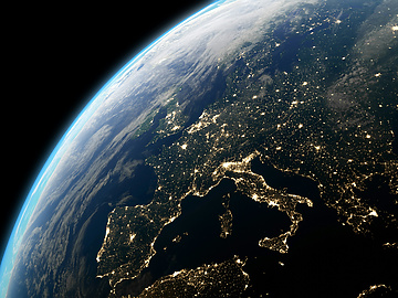 earth from space with lights