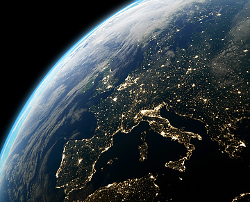earth from space with lights
